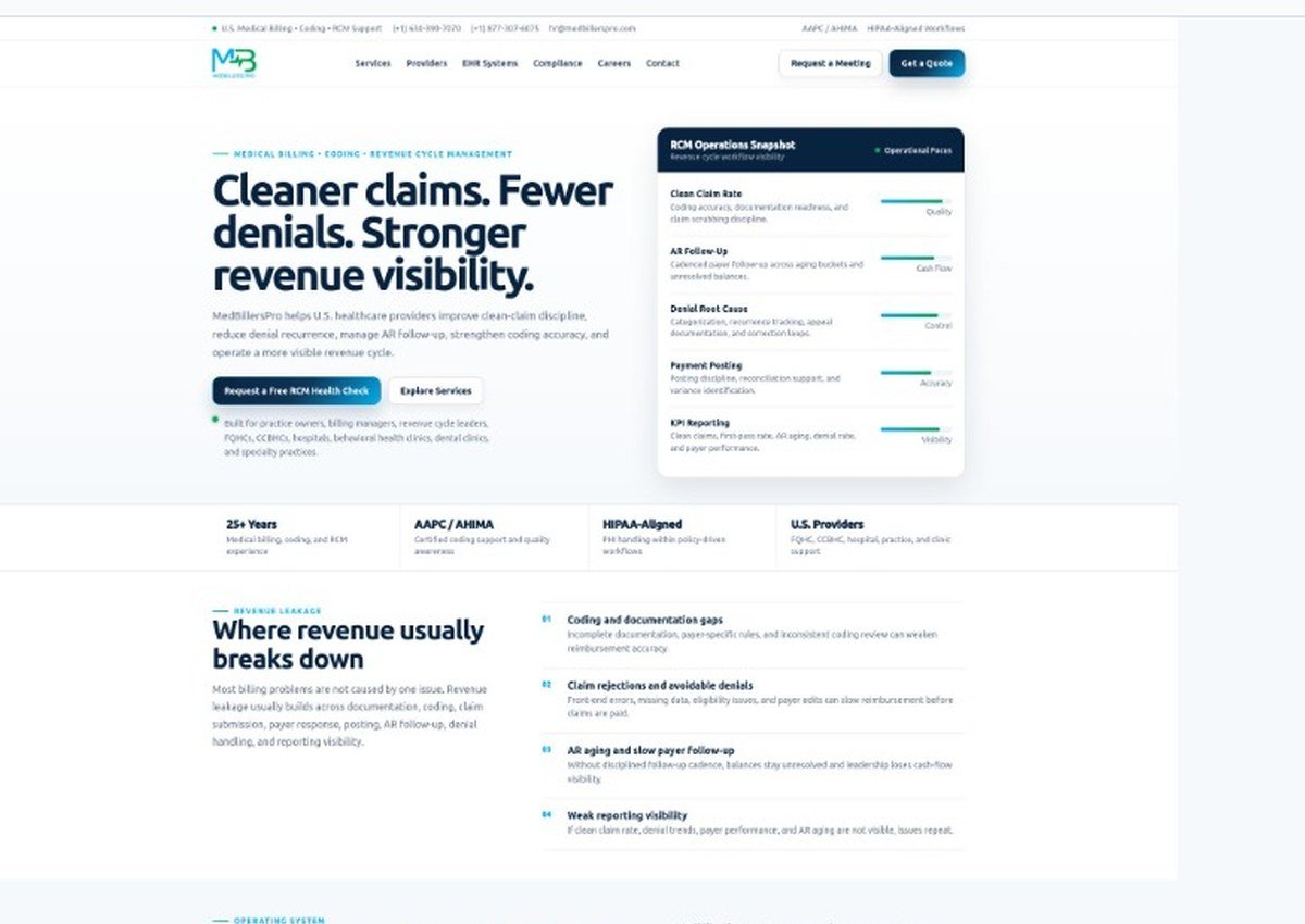 MedBillersPro Healthcare RCM Website preview
